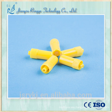 CE and ISO approved medical Yellow and Transparent Heparin Stopper with blister package